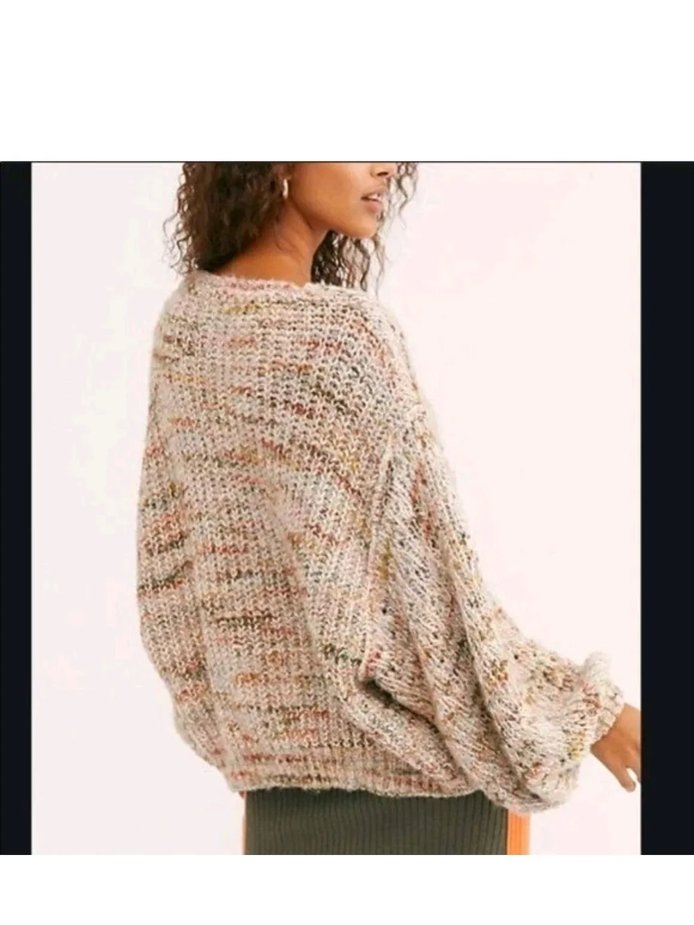Free People Highland V Neck Oversized Sweater Size S Slouchy Chunky Space Knit